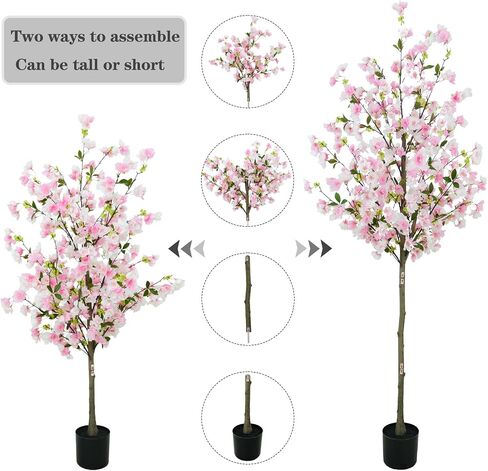 8.5FT Tall Cherry Blossom Artificial Tree, Oversize Realistic Potted Silk Faux Cherry Blossom Tree, Easy Assembly Maintenance Free, Fake Wishing Tree for Home Indoor Outdoor Decor in Saudi Arabia
