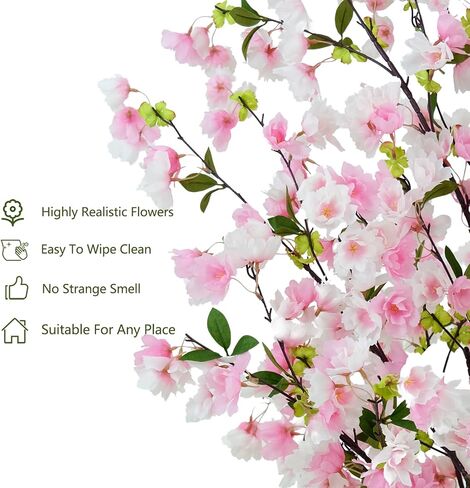 8.5FT Tall Cherry Blossom Artificial Tree, Oversize Realistic Potted Silk Faux Cherry Blossom Tree, Easy Assembly Maintenance Free, Fake Wishing Tree for Home Indoor Outdoor Decor in Saudi Arabia