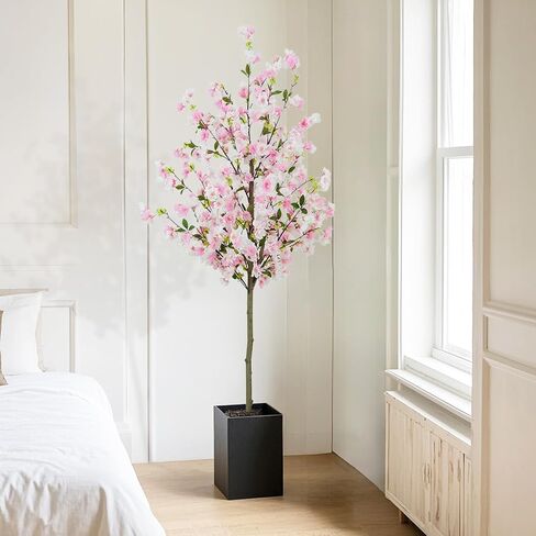 8.5FT Tall Cherry Blossom Artificial Tree, Oversize Realistic Potted Silk Faux Cherry Blossom Tree, Easy Assembly Maintenance Free, Fake Wishing Tree for Home Indoor Outdoor Decor in Saudi Arabia