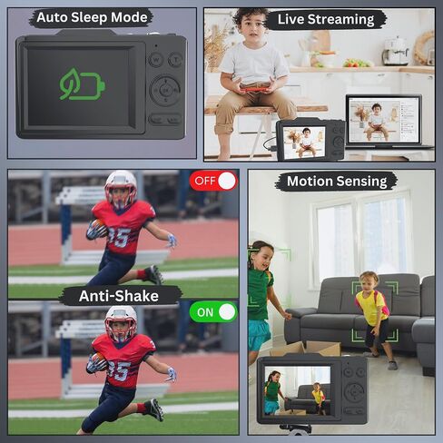 4K Digital Camera - 48MP Photos 32GB SD Card & Lanyard Included - Cameras for Photography, Digital Point and Shoot Camera, Mini Camera, Small Camera Gift for Kids, Girls, Students & Teens in Saudi Arabia