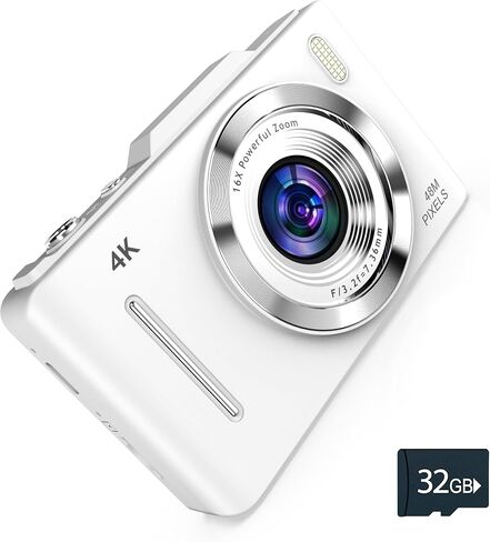 4K Digital Camera - 48MP Photos 32GB SD Card & Lanyard Included - Cameras for Photography, Digital Point and Shoot Camera, Mini Camera, Small Camera Gift for Kids, Girls, Students & Teens in Saudi Arabia