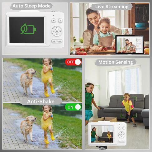 4K Digital Camera - 48MP Photos 32GB SD Card & Lanyard Included - Cameras for Photography, Digital Point and Shoot Camera, Mini Camera, Small Camera Gift for Kids, Girls, Students & Teens in Saudi Arabia