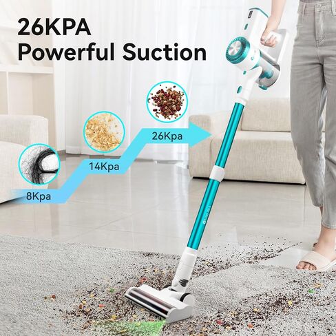 E.LUO Cordless Vacuum Cleaner,400W/≥28Kpa Stick Vacuum with Touch Screen, Max 60 Mins Runtime,Wireless Vacuum Cleaners for Home, Anti-Tangle Brush, Lightweight Vacuum for Pet Hair/Floor/Carpet in Saudi Arabia