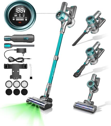 E.LUO Cordless Vacuum Cleaner,400W/≥28Kpa Stick Vacuum with Touch Screen, Max 60 Mins Runtime,Wireless Vacuum Cleaners for Home, Anti-Tangle Brush, Lightweight Vacuum for Pet Hair/Floor/Carpet in Saudi Arabia