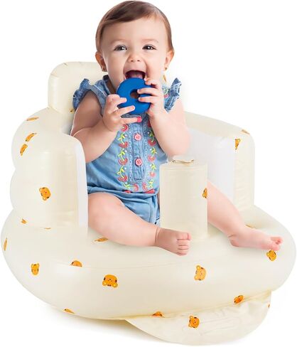 Inflatable Baby Seat - Portable & Comfortable Blow Up Baby Chair, Easy to Clean Sit Me Up Floor Seat for Infants & Toddlers Suitable for Children 3 Months - 3 Years Old（Lovebears) in Saudi Arabia