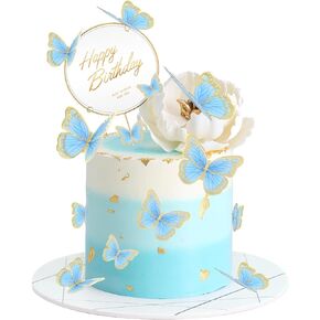 11 قطعة من كعكة الفراشة أقطار أعلى مع كعكة عيد ميلاد سعيد أقطار أعلى من الذهب الوردي الفراشة زخارف كعكة عيد ميلاد للبنات عيد ميلاد حفل زفاف ديكور استحمام الطفل (وردي 3) in Kuwait