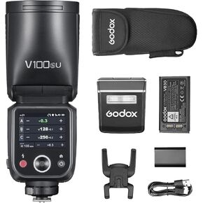 Godox V100-S Camera Flash for Sony,Round Head Speedlite,TTL Touch Screen 2.4G Wireless X System for A77II,A99,A77,DSC-RX10,A6000,A7R,A6400,A7RII,A7RIII,A7M3,A9(Godox V1 Upgrade)