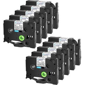 USUPERINK 10 Pack Compatible for Brother P-Touch Label Maker Tape TZ-211 TZe-211 TZe211 TZ211 Black on White 6mm TZe TZ Tape 0.23'' 1/4 inch Laminated Label for PT-D210 H110 H100 D400 D600 D200 P700