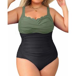 Aqua Eve Womens Plus Size One Piece Swimsuit- Tummy Control Bathing Suit Full Coverage Swimwear in Kuwait