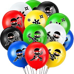 Deekin 60 Pcs Ninja Balloons for Kids Ninja Birthday Party Decorations for baby shower Supplies toddler Birthday Party Favors Centerpiece, Latex Balloons(Red，black)