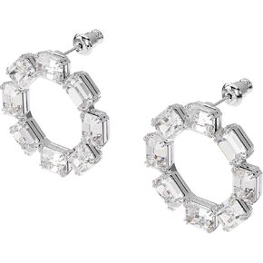 SWAROVSKI Women's Millenia Circle Earrings, Rhodium Finish