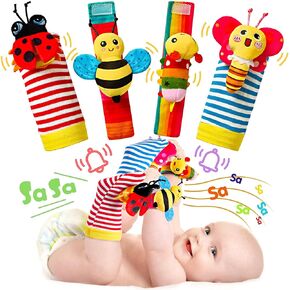 Baby Toys 0-6 Months: Baby Rattles 0-6 Months Baby Gifts for Boys Girl Infant Toys Baby Wrist Rattles Socks & Foot Finder Set Baby Shower Gifts - Newborn Toys Hand & Feet Toys for 0-3 0-12 Months