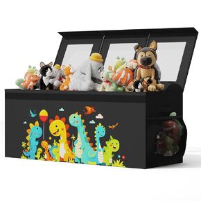 BBLIKE Extra Large Toy Box - Collapsible Sturdy Toy Storage Organizer with Visible Window, Kids Box Chest Bin Bsaket Storage Organizer for Living Room, Playroom, Bedroom, Nursery, Gray