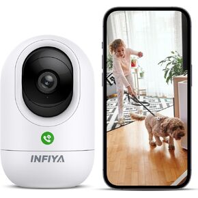 360 Cameras for Home Security-Indoor Camera Monitoring Pet/Baby/Nanny/Dog with 2K High Resolution & One-Tap Call, 24-7 Local Storage, Work with Alexa/Google Home, K7 4Pack (2.4GHz Wi-Fi Only)