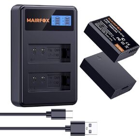 LP-E6/LP-E6N Battery and Dual USB Charger Kit for Canon EOS R, Ra, R5, R6, 5D Mark II/III/IV, 6D, 6D Mark II, 7D, 7D Mark II, 60D, 70D, 80D, 90D, XC10, XC15 Cameras (2700mAh, 2 Packs)