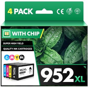 952XL Ink Cartridges Combo Pack Latest Upgrade Replacement for HP 952 High-Yield Cartridge Color Officejet Pro 7740 8720 8710 8210 8715 8740 8702 8730 8725 7720 8216 Printer Black Cyan Magenta Yellow