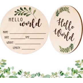 علامة إعلان الطفل للولادة الولادة: Wooden Hello World Name Sign for Hospital - Floral Reloral Welcom in Kuwait