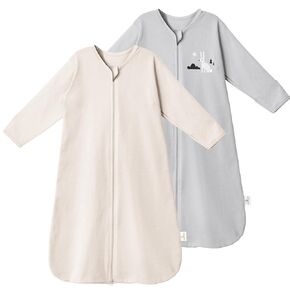 Long Sleeve Sleep Sack 6-12 Months - 100% Cotton Infant Sleep Sack with 2-Way Zipper - 0.5 Tog Wearable Blanket Baby - Lightweight Baby Sleep Sack 6-9 9-12 Months