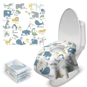 Blissful Diary 15 Pcs Toilet Seat Covers Disposable for Toddlers & Adults, Extra Large Waterproof, Portable Package for Travel, Kids Potty Training(Animal)