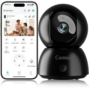 Indoor Security Camera 2K, 360 Degree Cameras for Home Security with Night Vision, Baby/Dog Monitor with Auto Tracking, Human/Pet Detection, Cloud&SD, Pet Camera Support 2.4/5GHz WiFi