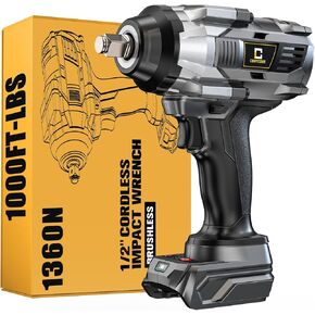 Cordless Impact Wrench 1/2 inch for Milwaukee 18V Battery: 1400FT-LBS High Torque Impact Wrench Heavy Duty Tool - Brushless Electric Impact Gun Includes LED Work Light - Bare Tool Only