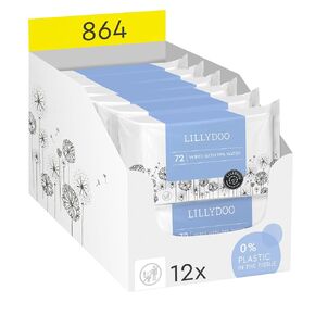 extra large & strong Baby Wipes with 99 % Water, Unscented, Hypoallergenic & Plastic-Free, 12 Flip-Top Packs (864 Wipes Total)