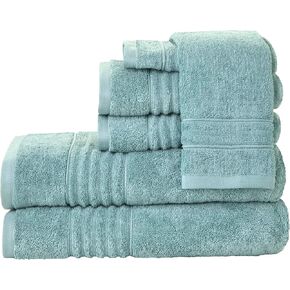 SKL Home Classic SoftTouch Cotton Premium 6-Piece Towel Set, Aqua Haze