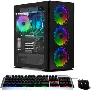 YEYIAN Gaming PC Yari II - AMD Ryzen 5 7600X, GeForce RTX 3060 Ti Gaming Computer Desktop, 1 TB NVMe SSD, 16GB DDR5 5600MHz RAM, 650W Gold PSU, Prebuilt Win 11 Home PC, Liquid Cooler, VR Ready