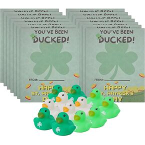 Primo Lines 12 Ducks Set – 12pcs Mini Rubber Ducks, 12pcs Cards, & 1 Glue Sheet for Party & Games (Valentine's Day)