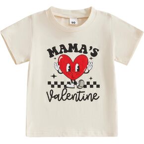 Kids Toddler Baby Boys Girls Valentine's Day T-Shirt Mama's Valentine Love Heart Short Sleeve Top