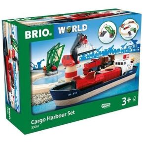 Brio World - 33061 مجموعة ميناء Cargo | مجموعة قطار من 16 قطعة مع إكسسوارات المسارات الخشبية | هدية مثالية للأطفال الذين تتراوح أعمارهم بين 3 سنوات | مواد مستدامة معتمدة