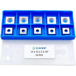 10 ملم كربيد مربع إدراج قطع السكاكين مع 4 الحافة الحافة 10.5 × 10.5 × 1.5 مم-35 درجة القاطع للبديل عن الخشب يناسب رأس القاطع الحلزوني الحلزوني أو مخرطة تحول ، 10 مساءً in Kuwait