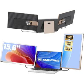 Laptop Screen Extender, 15.6" Triple Laptop Monitor Extender, FHD 1080P Detachable Portable Monitor for Laptop, USB-C/Type-C Plug&Play, Compatible with Mac/Android/Wins