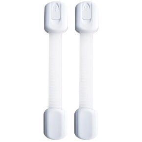 Baby Safety Locks | Child Proof Cabinets, Drawers, Appliances, Toilet Seat, Fridge and Oven | Tools Not Required | Uses 3M Adhesive with Adjustable Strap and Latch System (6-Pack, White)