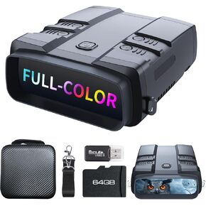 Night Vision Goggles, True 4K Full-Color Night Vision Binoculars, Built-in Powerful Focusable IR, 6000mAh Rechargeable Battery, Super Large Display, Long Viewing Range, Free 64GB Card (Silver)
