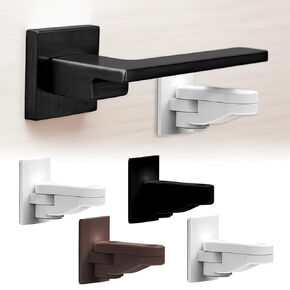 4 Pack Childproof Door Lever Lock, Baby Proof Door Handle Lock, Compact Minimalist Design, Strong Adhesive, Easy Installation – No Tools or Drilling Needed (2 White, 1 Black, 1 Brown)