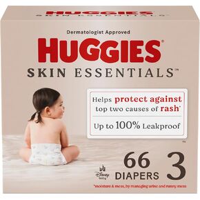 Huggies Size 3 Diapers, Skin Essentials Baby Diapers, Size 3 (16-28 lbs), 66 Count