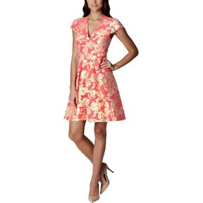 Vince Camuto Women's Jacquard Cap Sleeve Fit and Flare