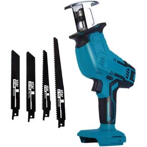 Reciprocating Saw Cordless for Makita 18V LXT Battery, Brushless Power Cordless Recipro Saw, 0-3000 RPM Variable Speed, Quick Easy Blade Change, 4 Saw Blades for Wood/Metal/PVC Cutting(No Battery)