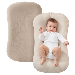 JELLYMONI Muslin Baby Lounger Cover, 100% Cotton 2 Pack Infant Lounger Cover to Protect Lounger from Minor Leaks and Spills, Covers Only No Loungers