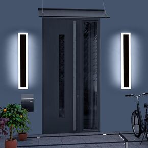 Upgrade Widened 2 Pack Modern Outdoor Wall Light Fixture, 23.6inch Long Linear LED Sconces, 3 Color 3000K/4500K/6000K, IP65 Waterproof, 24W, White Acrylic, Exterior Lighting for House, Patio, Garage