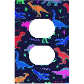 Blue Dinosaur Light Switch Cover 1 Gang Single Rocker Cute Wall Plate Decorative Electrical Faceplate Switchplate Lightswitch For Bedroom Kid'S Boy'S Room Home Nursery Decor