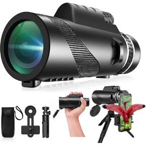 80x100 Monocular-Telescope High Powered for Smartphone Monoculars for Adults High Definition for Stargazing Hunting Wildlife Bird Watching Travel Camping Hiking