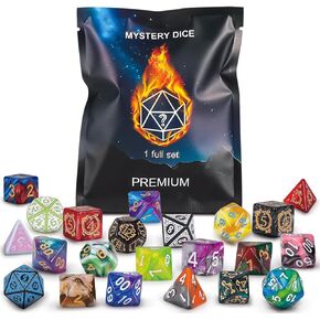 QMAY Polyhedral Dice - 8PCS Mystery Dice Set, Various Styles, Random D&D Dice Patterns & Dice Bag, DND Gifts, Suitable for Dungeons and Dragons, RPG, MTG,Role Playing Table Game