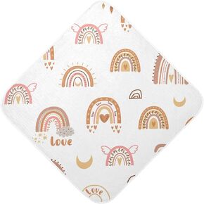 Burbuja Farm Animals Baby Bath Towel - Soft Absorbent Muslin Cotton Hooded Towel for Newborn Infant Toddler, 30x30 in
