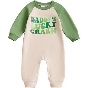 My First St. Patrick's Day Baby Girl Boy Outfit Clover Pattern Jumpsuit Romper Onesie Newborn Irish Day Clothes