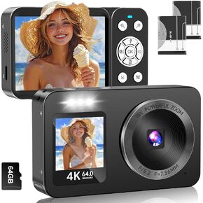4K Digital Camera with 64GB for Grils