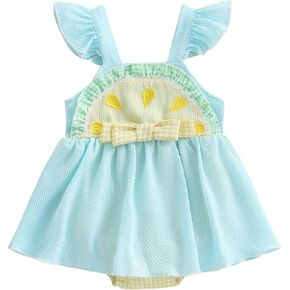 FIOMVA Baby Girl Summer Clothes Infant Stripe Watermelon Romper Dress Newborn Sleeveless Tutu Dresses Toddler Cute Outfit