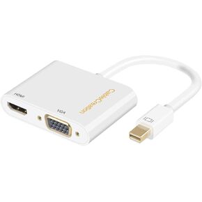 CableCreation Mini DisplayPort to HDMI VGA Adapter, 2 in 1 Mini DP (Thunderbolt 2) Converter Compatible with MacBook, MacBook Pro, Mac Mini, Surface Pro 3/4/5/6, White