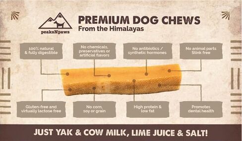 Himalayan Dog Chew, Yak Cheese Dog Treats, High Protein, Long Lasting Chews, Natural, Lactose Free Dog Treat for Aggressive Chewers Over 80 lbs, 3 Jumbo Treats, 100% Eco-Friendly Packaging in Kuwait